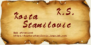 Kosta Stanilović vizit kartica